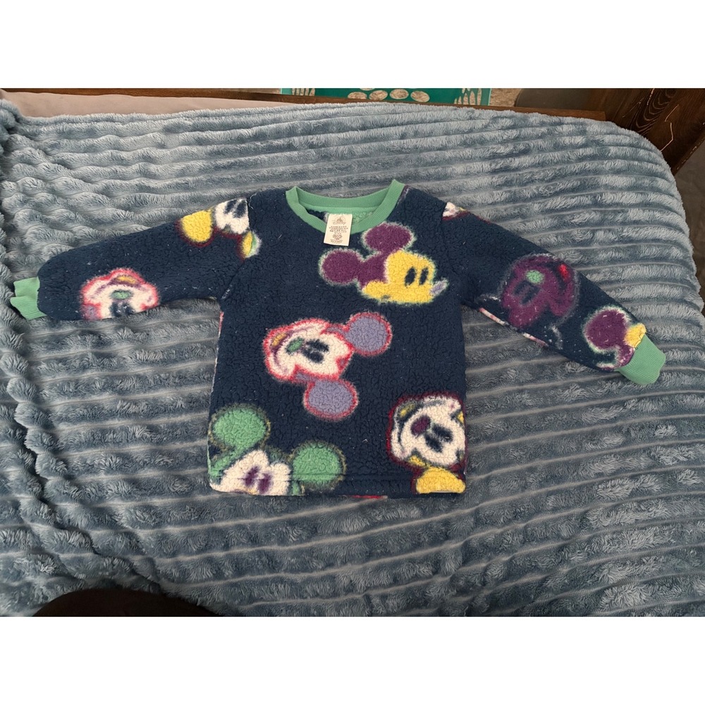 Disney Mickey Mouse Kids Pullover Sherpa  Sweater XS Crew Neck Long Sleeve
